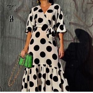 NWOT H&M polkadot long dress S